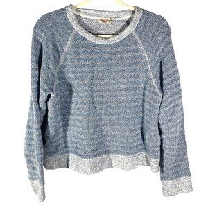 Faherty Whitewater blue textured Pullover Sweatshirt soft Organic Cotton Blend M